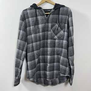 Edgar + Ash Mens Button Down Hooded Shirt Size Medium